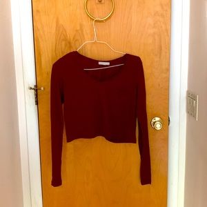 Forever 21 cropped maroon long sleeve